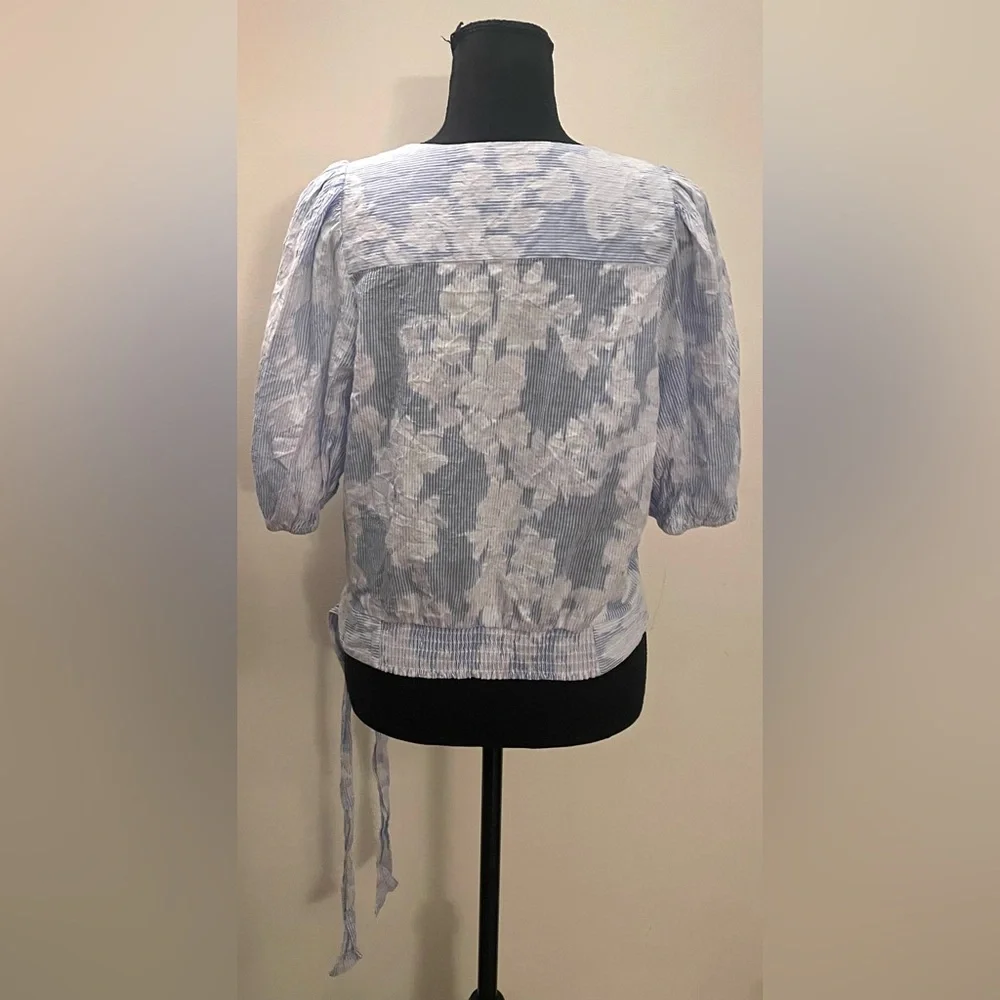 Banana Republic- Floral Puff-Sleeve Cropped Top Size L